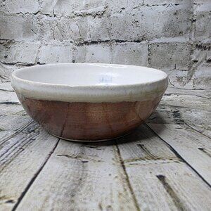 VINTAGE Drip Glazed Stoneware Bowl 6" Signed